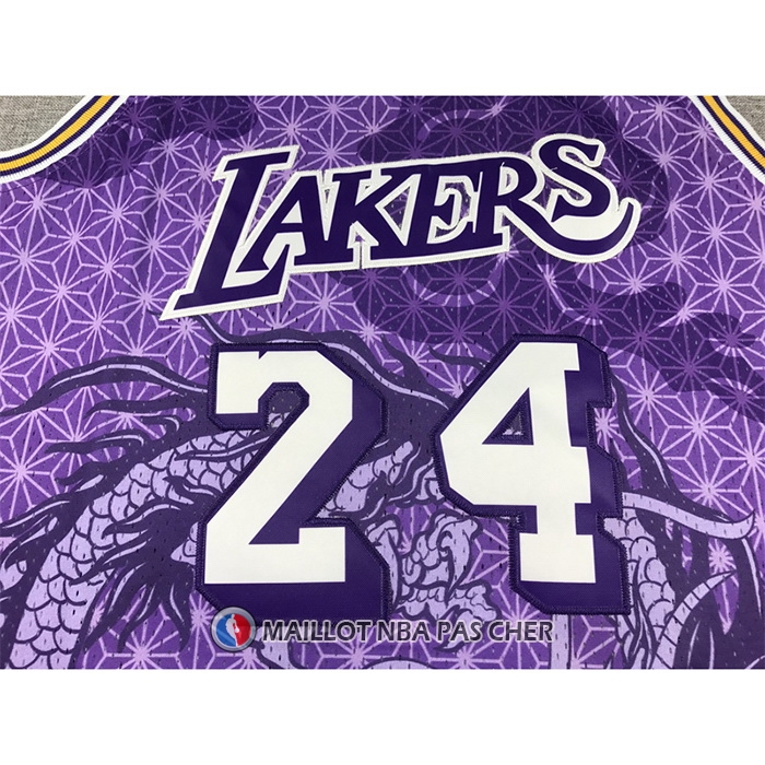 Maillot Los Angeles Lakers Kobe Bryant NO 24 Asian Heritage Throwback 1996-97 Volet